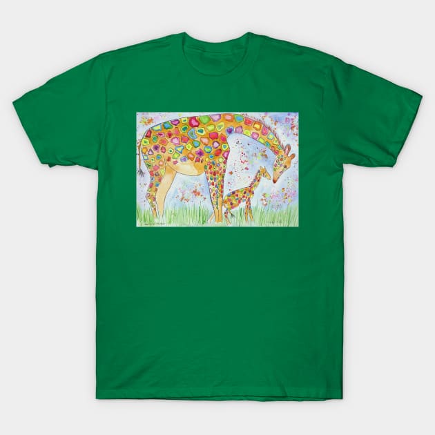 Colourful Giraffe Love T-Shirt by Casimirasquirkyart